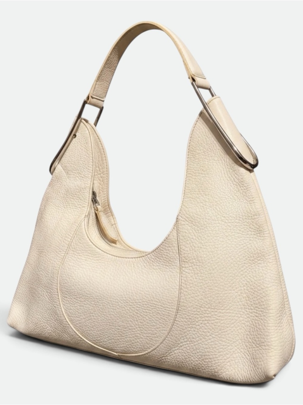 Furla Beige Pebbled Leather Hobo Bag